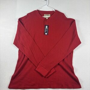 Big Ball Sports Mens 2XL Red Waffle Knit Henley Long Sleeve Thermal‎ Shirt New